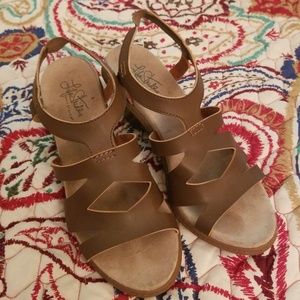 Brown wedge sandals
